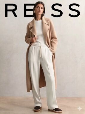 Reiss Jemma Premium Interlock Wide Leg Joggers in Ivory ($200)